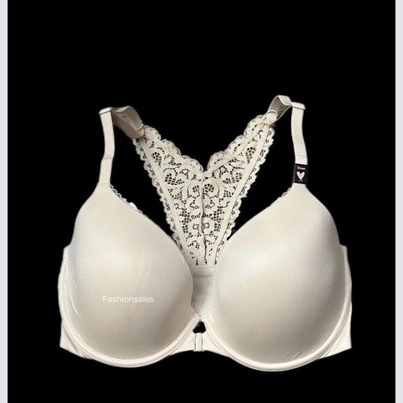 Victorias Secret Body Lined Demi Supersoft Smooth Lace Racerback Bra Champagne - Picture 6 of 7